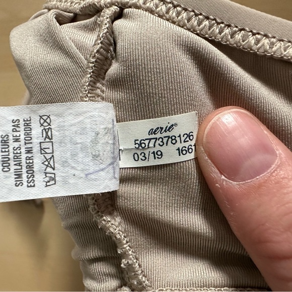 Aerie Ivory Lace Up High Neck Swimsuit Bikini Top Size Large EUC - Picture 7 of 8